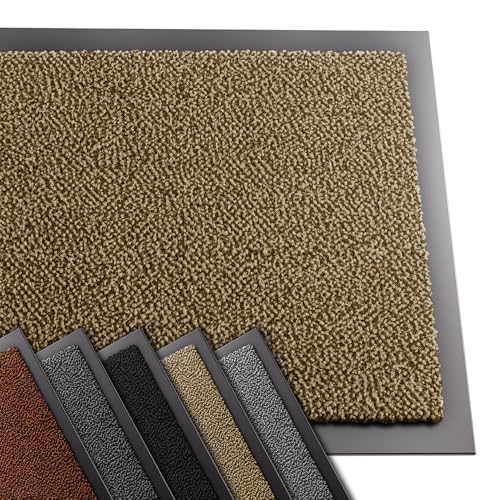 VOUNOT Hochwertige Fußmatte Innen und Außen, Schmutzfangmatte rutschfest,waschbar & wetterfest, Fussmatte für Eingangsbereich & Aussenbereich, Läufer Flur dünn 40x60cm, Beige von VOUNOT