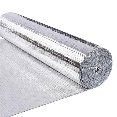 VOUNOT Isolierfolie Dämmfolie 20m x 100cm x 3.2mm, Doppelte Alu-Luftpolsterfolie Heizkörper Reflexionsfolie Thermofolie von VOUNOT