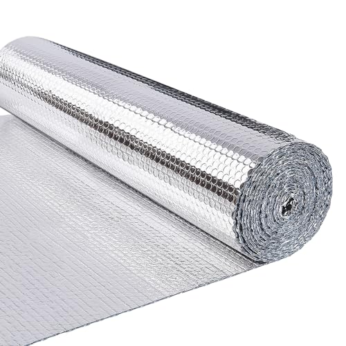 VOUNOT Isolierfolie Dämmfolie 20m x 100cm x 3mm, Doppelte Alu-Luftpolsterfolie Heizkörper Reflexionsfolie Thermofolie von VOUNOT