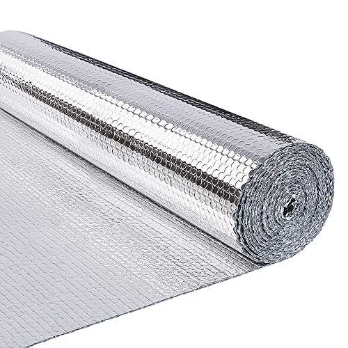 VOUNOT Isolierfolie Dämmfolie 20m x 122cm x 3.2mm, Doppelte Alu-Luftpolsterfolie Heizkörper Reflexionsfolie Thermofolie von VOUNOT