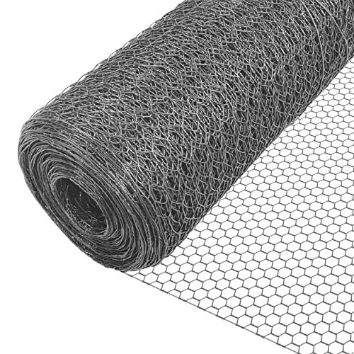 VOUNOT® Maschendrahtzaun Sechseckgeflecht, Drahtzaun Hasendraht Kaninchendraht Hühnerdraht, Maschenweite 25 mm, Höhe 100 cm, Länge 25 m, PVC-Beschichtet Grau VOUNOT® Maschendrahtzaun Sechseckgeflecht, Drahtzaun Hasendraht Kaninchendraht Hühnerdraht, Maschenweite 25 mm, Höhe 100 cm, Länge 25 m, PVC-Beschichtet Grau von VOUNOT