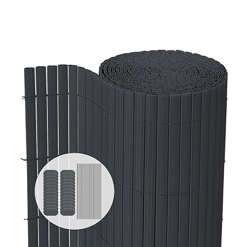 VOUNOT PVC Sichtschutzmatte 100 x 500 cm Verstärkung Innen, Sichtschutz für Garten Balkon Terrasse Zaun, Sichtschutzzaun Balkonverkleidung Windschutz, Grau von VOUNOT