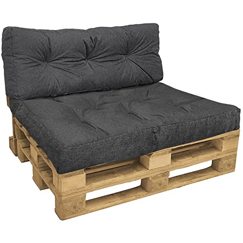 VOUNOT Palettenkissen Set für Indoor und Outdoor, Palettenpolster Wasserdicht Palettensofa, Sitzkissen 120x80, Rückenkissen 120x40, Grau von VOUNOT