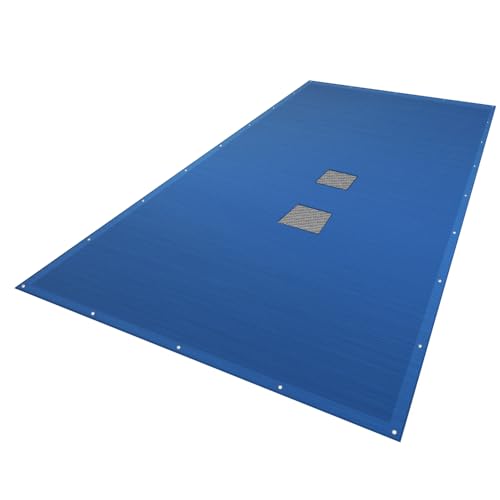 VOUNOT Poolabdeckung rechteckig, Pool Abdeckplane aus Polyethylen 160 g/m² mit Abflussnetz, Doppelte Poolplane Wasserdicht Schimmelresistent Reißfest mit Aluminiumösen 4X8m von VOUNOT