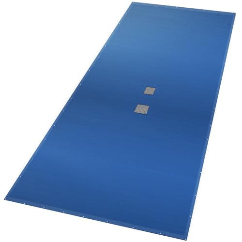 VOUNOT Poolabdeckung rechteckig, Pool Abdeckplane aus Polyethylen 160 g/m² mit Abflussnetz, Doppelte Poolplane Wasserdicht Schimmelresistent Reißfest mit Aluminiumösen 8X14m von VOUNOT