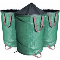 Vounot - Pop Up Gartensack mit Griffen und Kordelzugverschluss 3er Set 150 l, Laubsack Selbstaufstellend Gartenabfallsack, Grün von VOUNOT