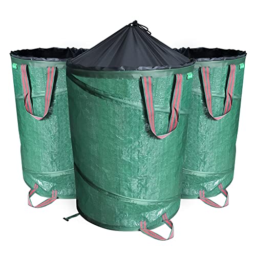 VOUNOT Pop Up Gartensack mit Griffen und Kordelzugverschluss 3er Set 170 L, Faltbarer Laubsack Selbstaufstellend Gartenabfallsack, Grün VOUNOT Pop Up Gartensack mit Griffen und Kordelzugverschluss 3er Set 170 L, Faltbarer Laubsack Selbstaufstellend Gartenabfallsack, Grün von VOUNOT