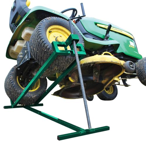 VOUNOT Rasenmäherheber, Rasenmäher Jack, Teleskop Garten Rasenmäher Lifter, Hebevorrichtung 400KG für Mäher-Traktor, Teleskopversion für 30% Speichereinsparung, Grün von VOUNOT