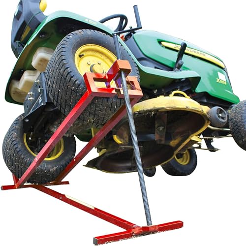 VOUNOT Rasenmäherheber, Rasenmäher Jack, Teleskop Garten Rasenmäher Lifter, Hebevorrichtung 400KG für Mäher-Traktor, Teleskopversion für 30% Speichereinsparung, Rot Rasenmäher, 4 Stück von VOUNOT