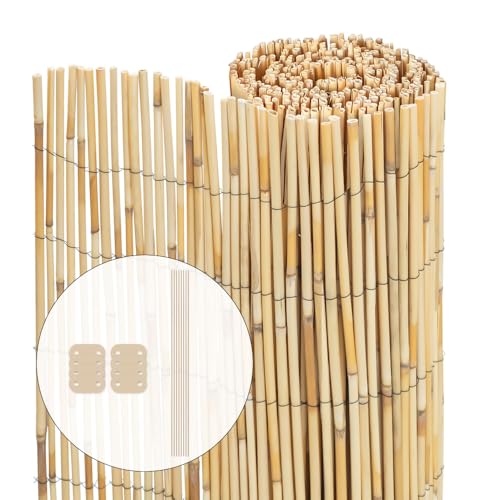 VOUNOT Schilfrohrmatte 100x300 cm, Schilfmatten Sichtschutz, Windschutz & Sonnenschutz, Schilfmatte für Garten, Balkon, Terrasse, Balkonsichtschutz, Gartensichtschutz von VOUNOT