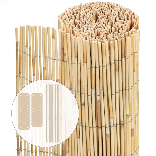 VOUNOT Schilfrohrmatte 140x600 cm, Schilfmatten Sichtschutz, Windschutz & Sonnenschutz, Schilfmatte für Garten, Balkon, Terrasse, Balkonsichtschutz, Gartensichtschutz von VOUNOT