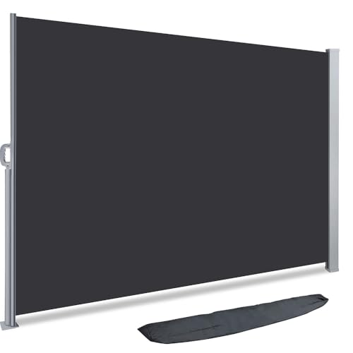 VOUNOT Seitenmarkise Ausziehbar für Balkon, Garten und Terrasse, Sichtschutz, Windschutz, Wasserdicht, Sonnenschutz, 160 x 300 cm, Anthrazit von VOUNOT