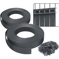Sichtschutzstreifen für Doppelstabmatten 150m x 4.7cm, pvc Sichtschutz Zaun mit 300 Clips, Grau - Vounot Sichtschutzstreifen für Doppelstabmatten 150m x 4.7cm, pvc Sichtschutz Zaun mit 300 Clips, Grau - Vounot von VOUNOT