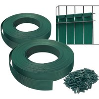 Sichtschutzstreifen für Doppelstabmatten 150m x 4.7cm, pvc Sichtschutz Zaun mit 300 Clips, Grün - Vounot von VOUNOT