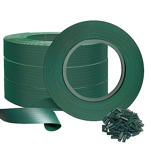 VOUNOT Sichtschutzstreifen für Doppelstabmatten 300m x 4.7cm, PVC Sichtschutz Zaun mit 600 Clips, Grün von VOUNOT