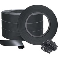 VOUNOT® Sichtschutzstreifen für Doppelstabmatten 300m x 4.7cm, PVC Sichtschutz Zaun mit 600 Clips, Schwarz von VOUNOT