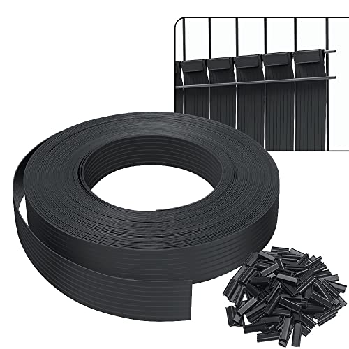 VOUNOT Sichtschutzstreifen für Doppelstabmatten 75m x 4.7cm, PVC Sichtschutz Zaun mit 150 Clips, Schwarz von VOUNOT