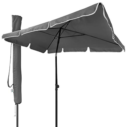 VOUNOT Sonnenschirm Rechteckig für Balkon und Terrasse, 200 × 125 cm, Knickbarer Balkonschirm, Sonnenschutz UV 50+, Grau von VOUNOT