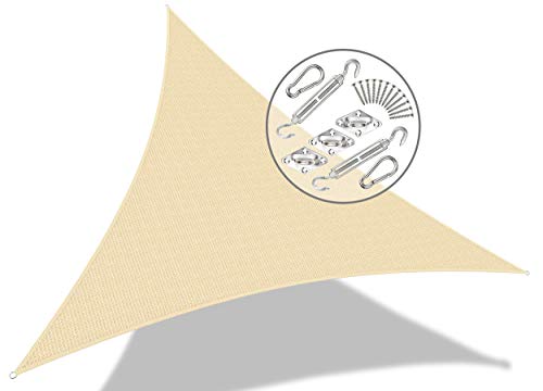 VOUNOT Sonnensegel Dreieckig mit Befestigung Set, Sonnenschutz Atmungsaktiv und UV Schutz, für Balkon Garten Terrasse, 3x3x3m, Elfenbein VOUNOT Sonnensegel Dreieckig mit Befestigung Set, Sonnenschutz Atmungsaktiv und UV Schutz, für Balkon Garten Terrasse, 3x3x3m, Elfenbein von VOUNOT