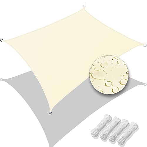 VOUNOT Sonnensegel Rechteckig inkl. Befestigungsseile Wasserdicht, Sonnenschutz Wetterbeständig und UV Schutz, für Balkon Garten Terrasse, 3x2m, Beige von VOUNOT