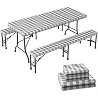 Tischdecke Tischtuch 3er Set, Elastisch Rechteckig Gartentischdecke Outdoor, Abwaschbar abwischbar Wetterfest - Vounot von VOUNOT