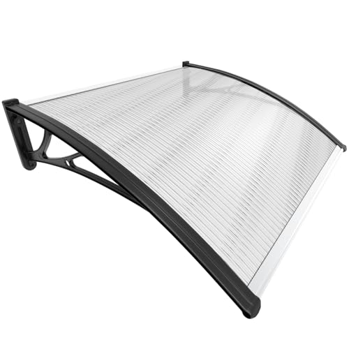 VOUNOT Vordach für Haustür 100 x 80 cm, Überdachung Haustür aus Aluminium und Polycarbonat, Transparentes Pultbogenvordach, Pultvordach Schwarz VOUNOT Vordach für Haustür 100 x 80 cm, Überdachung Haustür aus Aluminium und Polycarbonat, Transparentes Pultbogenvordach, Pultvordach Schwarz von VOUNOT
