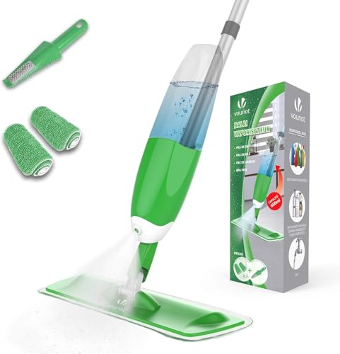 VOUNOT® Wischer mit sprühfunktion, Sprühwischer mit 650ml Wassertank, Bodenwischer mit Sprühdüse, Spray Mop Wischmopp mit 2-Mikrofaserbezug, Grün von VOUNOT