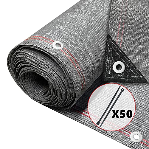 VOUNOT® Zaunblende 1.5×10m, Sichtschutz Zaun 230 g/m² HDPE Schattiernetz, Windschutz UV-resistent Reißfest, 95% Beschattungsgrad, mit Löcher und Kabelbinder, Grau von VOUNOT