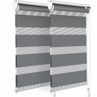 2er Set Doppelrollo klemmfix ohne Bohren, Duo Rollo Klemmrollo für Fenster und Tür, 45x150 cm, Grau - Vounot von VOUNOT