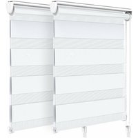 Vounot - 2er Set Doppelrollo klemmfix ohne Bohren, Duo Rollo Klemmrollo für Fenster und Tür, 80x150 cm, Weiß von VOUNOT