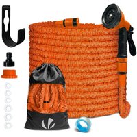 Vounot - Flexibler Gartenschlauch 30m, Flexibel Wasserschlauch Dehnbarer mit 10 Sprühfunktionen, Orange von VOUNOT