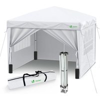 Pavillon 3x3m mit 4 Seitenteilen & 4 Sandsäcke, Pop Up Faltpavillon, Faltbar Gartenzelt Partyzelt, inkl. Tasche, Weiß - Vounot von VOUNOT
