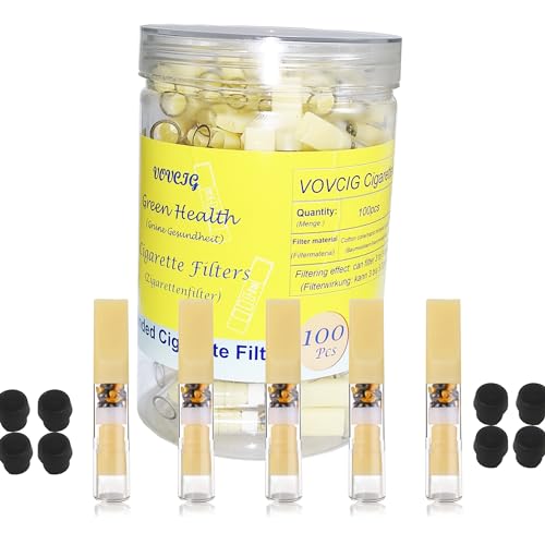 VOVCIG Zigarettenfilter, die Teer und Chemikalien entfernen, verlängern Einweg-Zigarettenfilter, geeignet für normale und 5,5 mm leichte Zigaretten (100 Stück) von VOVCIG