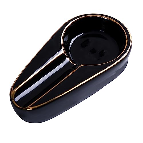 VOVCIG Zigarren Aschenbecher Single Classic Ceramic Aschenbecher Europäischer Aschenbecher Außen- oder Innenbereich für Kaffee Home Office(Schwarz) von VOVCIG