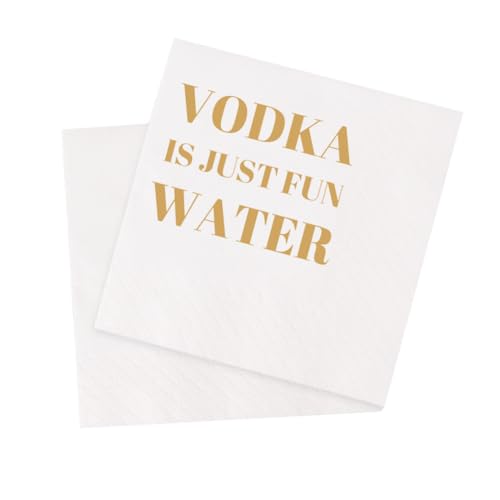 VOWFOO Lustige Cocktail-Servietten, 100 Stück, lustige Zitate, Einweg-Papierservietten, 11,4 x 11,4 cm, zweilagig, Wodka ist einfach Spaß, Wasserservietten von VOWFOO