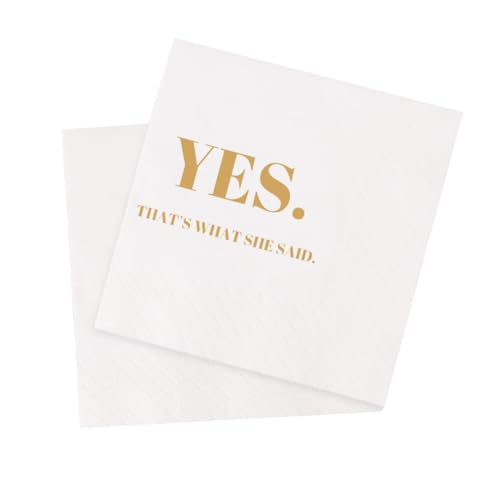 VOWFOO Lustige Cocktail-Servietten, 100 Stück, lustige Zitate, Einweg-Papierservietten, 11,4 x 11,4 cm, zweilagig (Yes That's What She Said) von VOWFOO