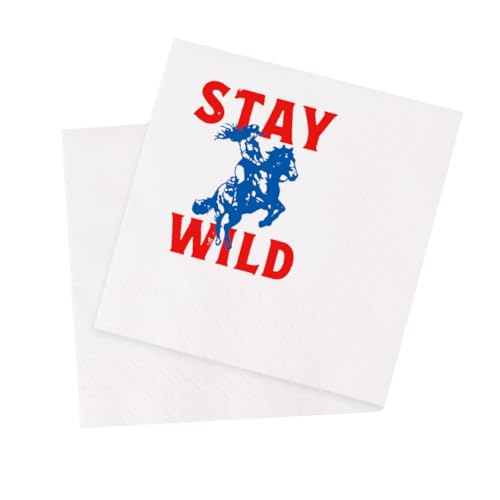 VOWFOO Stay Wild Cocktail-Servietten, Southern Western Cowgirl, Cowboy, Country, Rodeo, Pferd, Retro, Vintage, Urlaub, Party, Getränke, Einweg-Papierservietten, 100 Stück, 4,5 x 4,5 cm, 2-lagig (Stay VOWFOO Stay Wild Cocktail-Servietten, Southern Western Cowgirl, Cowboy, Country, Rodeo, Pferd, Retro, Vintage, Urlaub, Party, Getränke, Einweg-Papierservietten, 100 Stück, 4,5 x 4,5 cm, 2-lagig (Stay von VOWFOO