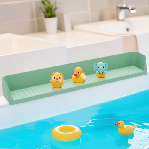 VOXOR Badewannen-Spritzschutz, Silikon-Badewannen-Wasserschutz mit Spielzeug-Tablett, Saugnäpfe zur Befestigung an der Badewanne, kein Durcheinander für Badewanne, Spielbereich und Aufbewahrung, Spaß von VOXOR