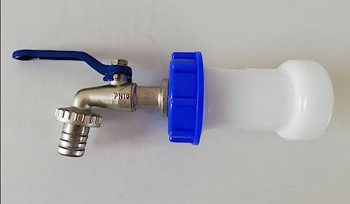 #8 Adapter + Auslaufhahn für IBC Regenwasser Tank oder Kanister mit Distanzstück/Verlängerung (Kunststoff/Kupfer, S60x6 Grobgewinde Verlängerung) von VOXTRADE