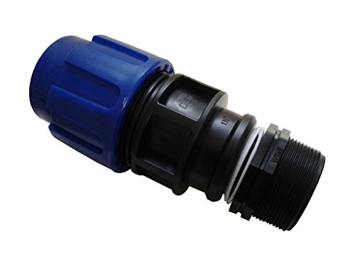VOXTRADE IBC Tankdurchführung 20-50mm PE-Rohr Anschluss 1 1/4", Doppelnippel+2 Dichtung (50mm) von VOXTRADE