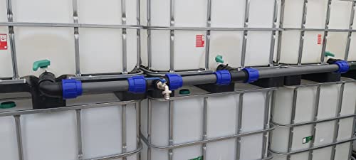 Verbindungsset IBC Regenwassertanks mit 1" Wasserhahn(Set für 2-6 Tanks) (3 Tanks) von VOXTRADE