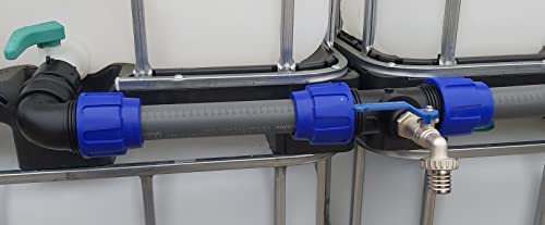 Verbindungsset IBC Regenwassertanks mit 1" Wasserhahn(Set für 2-6 Tanks) (6 Tanks) von VOXTRADE