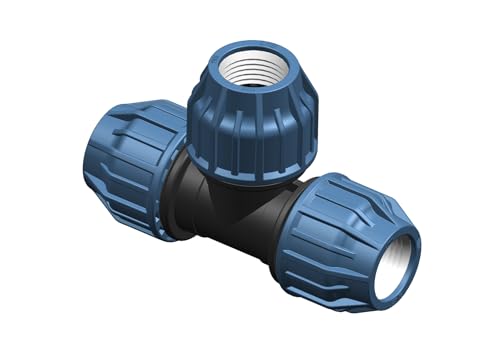 vers. Anschlüsse 32mm PE Rohr Kunststoff Fitting PP Klemmverbinder (32 x 25 x 32 mm reduzierte T-Verschraubung) von VOXTRADE