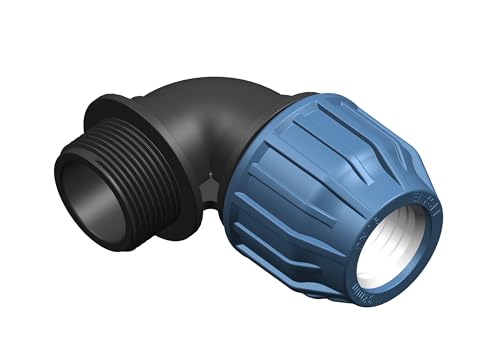 vers. Anschlüsse 32mm PE Rohr Kunststoff Fitting PP Klemmverbinder (Winkel Verschraubung 3/4" AG) von VOXTRADE