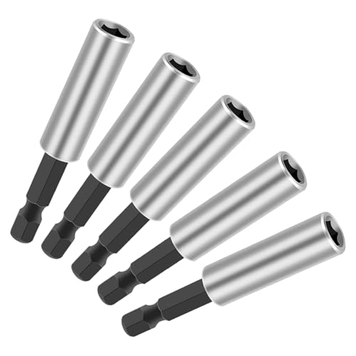 5 Stück Bit Verlängerung, Robust Magnetischer Bithalter, 1/4 60mm Längs Sechskant Stahlfarben Edelstahl Bit Halterung, Universelle Bitverlängerungen für Akkuschrauber, Handbohrer Und Meißel 5 Stück Bit Verlängerung, Robust Magnetischer Bithalter, 1/4 60mm Längs Sechskant Stahlfarben Edelstahl Bit Halterung, Universelle Bitverlängerungen für Akkuschrauber, Handbohrer Und Meißel von VOYANTE