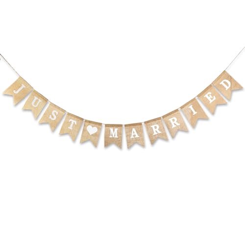Just Married Girlande, Vintage Rustikal Wimpelkette, Jute Boho Hochzeit Deko Banner, Just Married Deko für Hochzeitsdeko, Heiratsantrag, Brautdusche, Autodekoration zur Hochzeit Just Married Girlande, Vintage Rustikal Wimpelkette, Jute Boho Hochzeit Deko Banner, Just Married Deko für Hochzeitsdeko, Heiratsantrag, Brautdusche, Autodekoration zur Hochzeit von VOYANTE