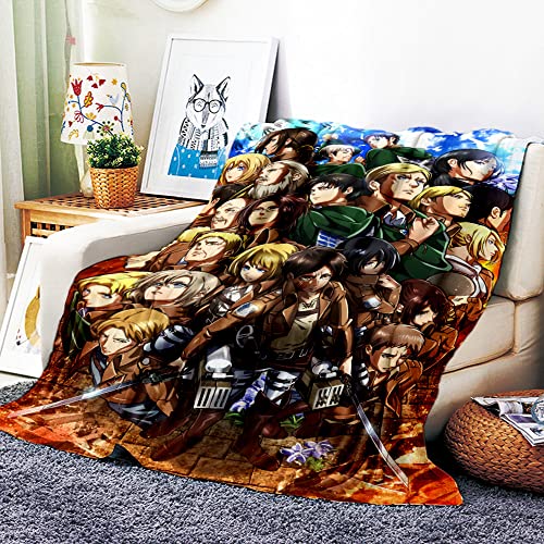 VOZMIO Attack on Titan Hochwertige Warme Weiche Flanell Plüsch Auf Der Schlafsofa Decke Geeignet Für Klimaanlage Decke Nap Decke (100x150cm (40x60in),H) von VOZMIO