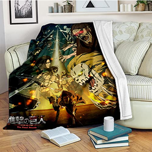 VOZMIO Attack on Titan Hochwertige Warme Weiche Flanell Plüsch Auf Der Schlafsofa Decke Geeignet Für Klimaanlage Decke Nap Decke (150x200cm (60x80in),F) von VOZMIO