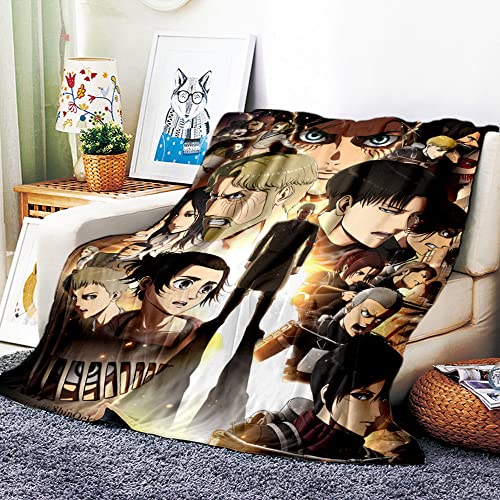 VOZMIO Attack on Titan Hochwertige Warme Weiche Flanell Plüsch Auf Der Schlafsofa Decke Geeignet Für Klimaanlage Decke Nap Decke (150x200cm (60x80in),G) von VOZMIO