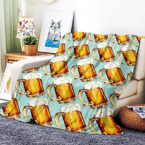 VOZMIO Bier Hochwertige Warme Weiche Flanell Plüsch Auf Der Schlafsofa Decke Geeignet Für Klimaanlage Decke Nap Decke (150x200cm (60x80in),B) von VOZMIO